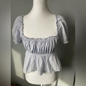 Aritzia Sunday Best Charming Blouse - 100% Cotton Puff Sleeve Peplum Top